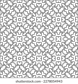  Textura ornamental monocroma con formas lineales lisas, líneas de zigzag, patrón de encaje.Resumen de patrón geométrico en blanco y negro para página web, texturas, tarjeta, afiche, tela, textil.