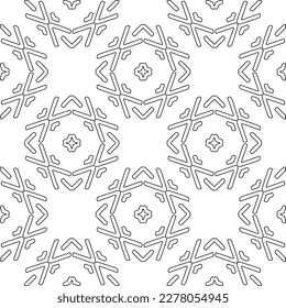  Textura ornamental monocroma con formas lineales lisas, líneas de zigzag, patrón de encaje.Resumen de patrón geométrico en blanco y negro para página web, texturas, tarjeta, afiche, tela, textil.