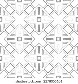  Monochrome ornamental texture with smooth linear shapes, zigzag lines, lace pattern.Abstract geometric black and white pattern for web page, textures, card, poster, fabric, textile.