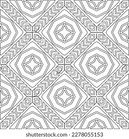  Textura ornamental monocroma con formas lineales lisas, líneas de zigzag, patrón de encaje.Resumen de patrón geométrico en blanco y negro para página web, texturas, tarjeta, afiche, tela, textil.