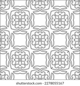  Monochrome ornamental texture with smooth linear shapes, zigzag lines, lace pattern.Abstract geometric black and white pattern for web page, textures, card, poster, fabric, textile.