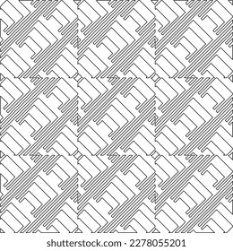  Monochrome ornamental texture with smooth linear shapes, zigzag lines, lace pattern.Abstract geometric black and white pattern for web page, textures, card, poster, fabric, textile.