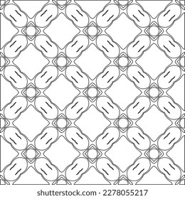  Monochrome ornamental texture with smooth linear shapes, zigzag lines, lace pattern.Abstract geometric black and white pattern for web page, textures, card, poster, fabric, textile.
