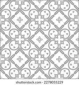  Monochrome ornamental texture with smooth linear shapes, zigzag lines, lace pattern.Abstract geometric black and white pattern for web page, textures, card, poster, fabric, textile.