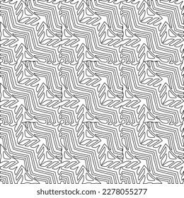  Textura ornamental monocroma con formas lineales lisas, líneas de zigzag, patrón de encaje.Resumen de patrón geométrico en blanco y negro para página web, texturas, tarjeta, afiche, tela, textil.