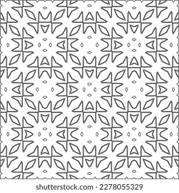  Monochrome ornamental texture with smooth linear shapes, zigzag lines, lace pattern.Abstract geometric black and white pattern for web page, textures, card, poster, fabric, textile.