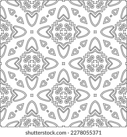  Textura ornamental monocroma con formas lineales lisas, líneas de zigzag, patrón de encaje.Resumen de patrón geométrico en blanco y negro para página web, texturas, tarjeta, afiche, tela, textil.