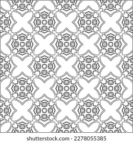  Monochrome ornamental texture with smooth linear shapes, zigzag lines, lace pattern.Abstract geometric black and white pattern for web page, textures, card, poster, fabric, textile.