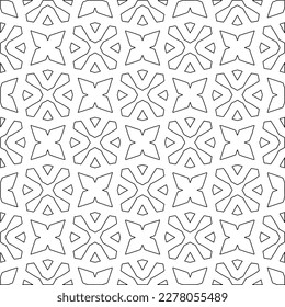  Monochrome ornamental texture with smooth linear shapes, zigzag lines, lace pattern.Abstract geometric black and white pattern for web page, textures, card, poster, fabric, textile.