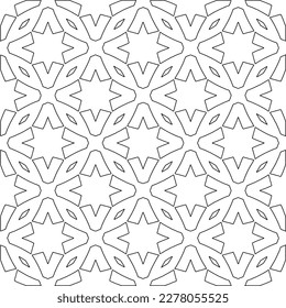  Monochrome ornamental texture with smooth linear shapes, zigzag lines, lace pattern.Abstract geometric black and white pattern for web page, textures, card, poster, fabric, textile.