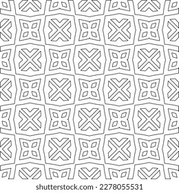  Textura ornamental monocroma con formas lineales lisas, líneas de zigzag, patrón de encaje.Resumen de patrón geométrico en blanco y negro para página web, texturas, tarjeta, afiche, tela, textil.