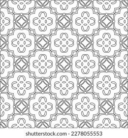  Monochrome ornamental texture with smooth linear shapes, zigzag lines, lace pattern.Abstract geometric black and white pattern for web page, textures, card, poster, fabric, textile.