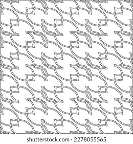  Monochrome ornamental texture with smooth linear shapes, zigzag lines, lace pattern.Abstract geometric black and white pattern for web page, textures, card, poster, fabric, textile.