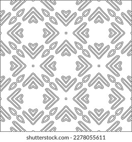  Textura ornamental monocroma con formas lineales lisas, líneas de zigzag, patrón de encaje.Resumen de patrón geométrico en blanco y negro para página web, texturas, tarjeta, afiche, tela, textil.