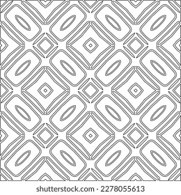  Monochrome Ziertextur mit glatten linearen Formen, Zickzacklinien, Spitzen-Muster.Abstraktes geometrisches Schwarz-Weiß Muster für Webseiten, Texturen, Karten, Poster, Gewebe, Textilien.