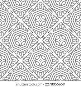  Monochrome ornamental texture with smooth linear shapes, zigzag lines, lace pattern.Abstract geometric black and white pattern for web page, textures, card, poster, fabric, textile.