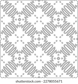  Textura ornamental monocroma con formas lineales lisas, líneas de zigzag, patrón de encaje.Resumen de patrón geométrico en blanco y negro para página web, texturas, tarjeta, afiche, tela, textil.