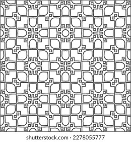  Monochrome ornamental texture with smooth linear shapes, zigzag lines, lace pattern.Abstract geometric black and white pattern for web page, textures, card, poster, fabric, textile.