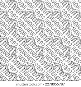  Monochrome ornamental texture with smooth linear shapes, zigzag lines, lace pattern.Abstract geometric black and white pattern for web page, textures, card, poster, fabric, textile.