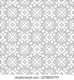  Monochrome ornamental texture with smooth linear shapes, zigzag lines, lace pattern.Abstract geometric black and white pattern for web page, textures, card, poster, fabric, textile.