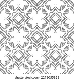  Monochrome ornamental texture with smooth linear shapes, zigzag lines, lace pattern.Abstract geometric black and white pattern for web page, textures, card, poster, fabric, textile.