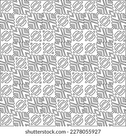  Monochrome ornamental texture with smooth linear shapes, zigzag lines, lace pattern.Abstract geometric black and white pattern for web page, textures, card, poster, fabric, textile.