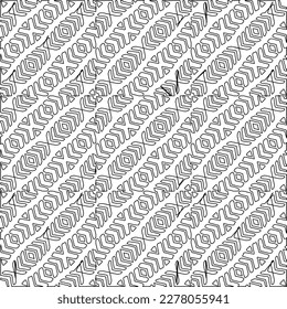  Monochrome ornamental texture with smooth linear shapes, zigzag lines, lace pattern.Abstract geometric black and white pattern for web page, textures, card, poster, fabric, textile.