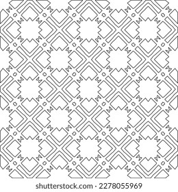  Monochrome ornamental texture with smooth linear shapes, zigzag lines, lace pattern.Abstract geometric black and white pattern for web page, textures, card, poster, fabric, textile.