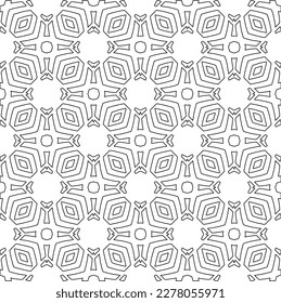  Monochrome ornamental texture with smooth linear shapes, zigzag lines, lace pattern.Abstract geometric black and white pattern for web page, textures, card, poster, fabric, textile.