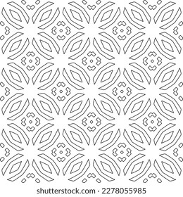  Monochrome ornamental texture with smooth linear shapes, zigzag lines, lace pattern.Abstract geometric black and white pattern for web page, textures, card, poster, fabric, textile.