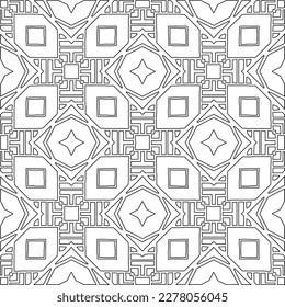  Monochrome Ziertextur mit glatten linearen Formen, Zickzacklinien, Spitzen-Muster.Abstraktes geometrisches Schwarz-Weiß Muster für Webseiten, Texturen, Karten, Poster, Gewebe, Textilien.