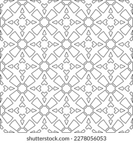  Monochrome ornamental texture with smooth linear shapes, zigzag lines, lace pattern.Abstract geometric black and white pattern for web page, textures, card, poster, fabric, textile.