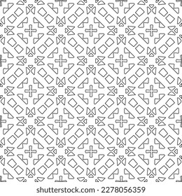  Monochrome ornamental texture with smooth linear shapes, zigzag lines, lace pattern.Abstract geometric black and white pattern for web page, textures, card, poster, fabric, textile.