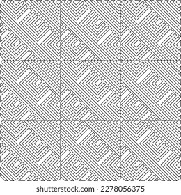  Monochrome ornamental texture with smooth linear shapes, zigzag lines, lace pattern.Abstract geometric black and white pattern for web page, textures, card, poster, fabric, textile.