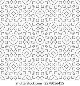  Monochrome ornamental texture with smooth linear shapes, zigzag lines, lace pattern.Abstract geometric black and white pattern for web page, textures, card, poster, fabric, textile.