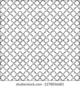  Monochrome ornamental texture with smooth linear shapes, zigzag lines, lace pattern.Abstract geometric black and white pattern for web page, textures, card, poster, fabric, textile.