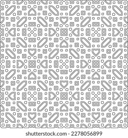  Monochrome Ziertextur mit glatten linearen Formen, Zickzacklinien, Spitzen-Muster.Abstraktes geometrisches Schwarz-Weiß Muster für Webseiten, Texturen, Karten, Poster, Gewebe, Textilien.