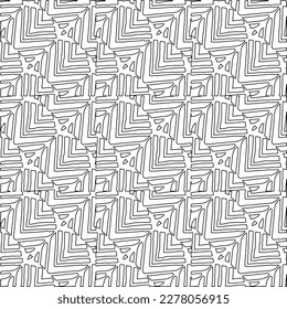  Monochrome ornamental texture with smooth linear shapes, zigzag lines, lace pattern.Abstract geometric black and white pattern for web page, textures, card, poster, fabric, textile.