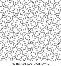  Textura ornamental monocroma con formas lineales lisas, líneas de zigzag, patrón de encaje.Resumen de patrón geométrico en blanco y negro para página web, texturas, tarjeta, afiche, tela, textil.