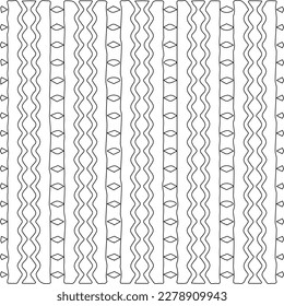 Monochrome ornamental texture with smooth linear shapes, zigzag lines, lace pattern.Abstract geometric black and white pattern for web page, textures, card, poster, fabric, textile.