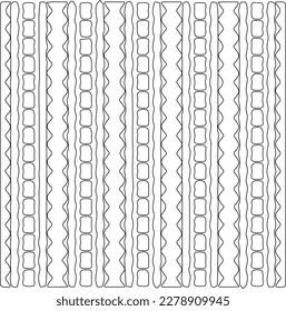 Monochrome ornamental texture with smooth linear shapes, zigzag lines, lace pattern.Abstract geometric black and white pattern for web page, textures, card, poster, fabric, textile.