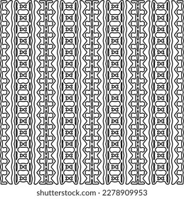  Textura ornamental monocroma con formas lineales lisas, líneas de zigzag, patrón de encaje.Resumen de patrón geométrico en blanco y negro para página web, texturas, tarjeta, afiche, tela, textil.