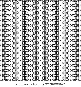  Monochrome ornamental texture with smooth linear shapes, zigzag lines, lace pattern.Abstract geometric black and white pattern for web page, textures, card, poster, fabric, textile.