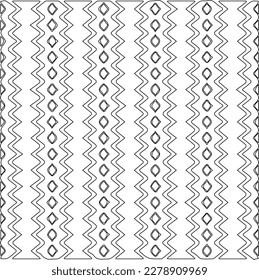 Monochrome ornamental texture with smooth linear shapes, zigzag lines, lace pattern.Abstract geometric black and white pattern for web page, textures, card, poster, fabric, textile.