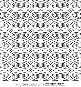 
 Monochrome ornamental texture with smooth linear shapes, zigzag lines, lace pattern.Abstract geometric black and white pattern for web page, textures, card, poster, fabric, textile.