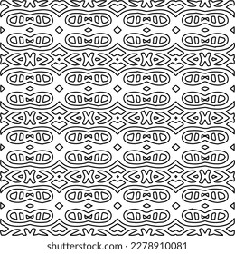 
 Monochrome ornamental texture with smooth linear shapes, zigzag lines, lace pattern.Abstract geometric black and white pattern for web page, textures, card, poster, fabric, textile.