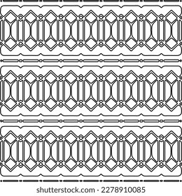 
 Textura ornamental monocroma con formas lineales lisas, líneas de zigzag, patrón de encaje.Resumen de patrón geométrico en blanco y negro para página web, texturas, tarjeta, afiche, tela, textil.