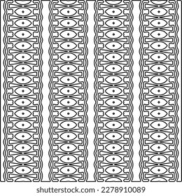  Monochrome ornamental texture with smooth linear shapes, zigzag lines, lace pattern.Abstract geometric black and white pattern for web page, textures, card, poster, fabric, textile.