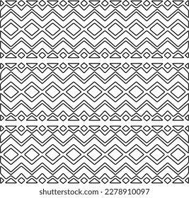
 Monochrome ornamental texture with smooth linear shapes, zigzag lines, lace pattern.Abstract geometric black and white pattern for web page, textures, card, poster, fabric, textile.