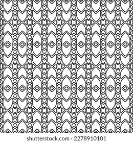 
 Monochrome Ziertextur mit glatten linearen Formen, Zickzacklinien, Spitzen-Muster.Abstraktes geometrisches Schwarz-Weiß Muster für Webseiten, Texturen, Karten, Poster, Gewebe, Textilien.